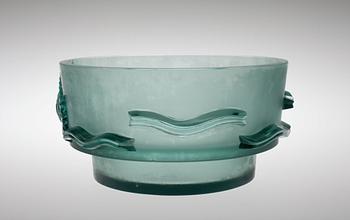 Yrjö Rosola (Rosvall), A BOWL., Ahti. Green, matted glass. Designed 1934.