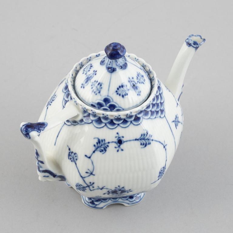 A 'Blue Fluted Full Lace' porcelain teapot, Royal Copenhagen, model 1117, 1967.
