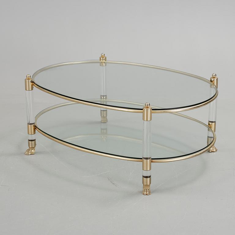 SOFFBORD, glas och mässing, omkring 1900-talets sista kvartal.