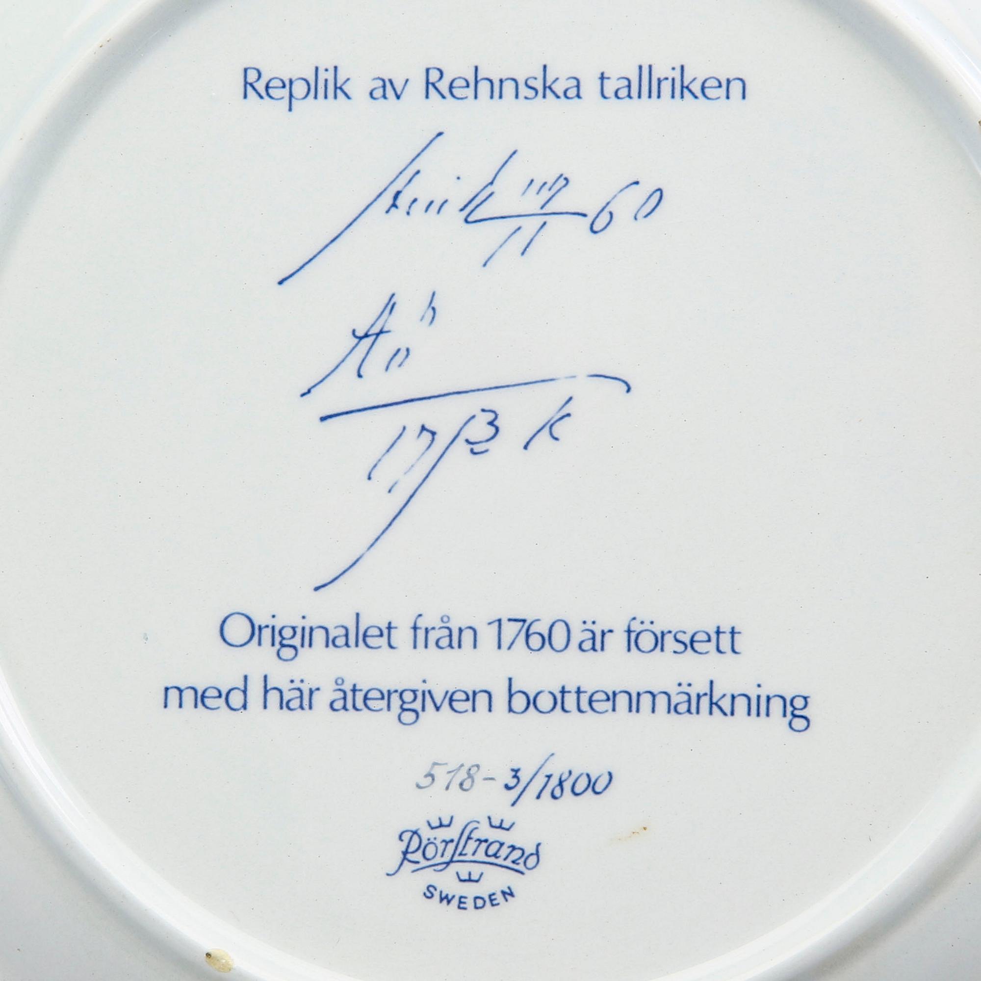 A set of 7+2 plates "Rehnska mönstret" Rörstrand numbered.