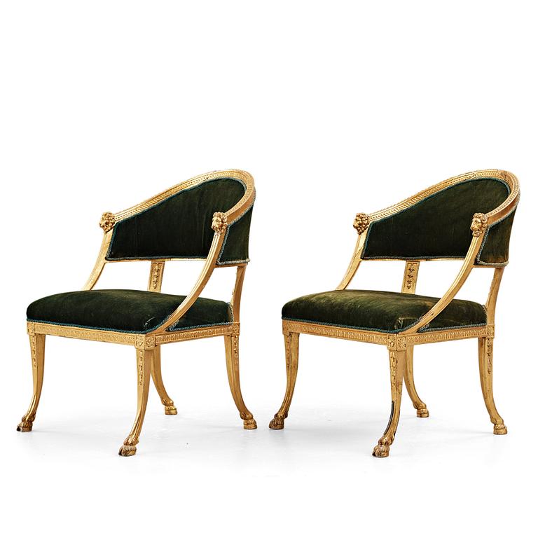 A pair of late Gustavian armchairs by Ephraim Ståhl (master in Stockholm 1794-1820).