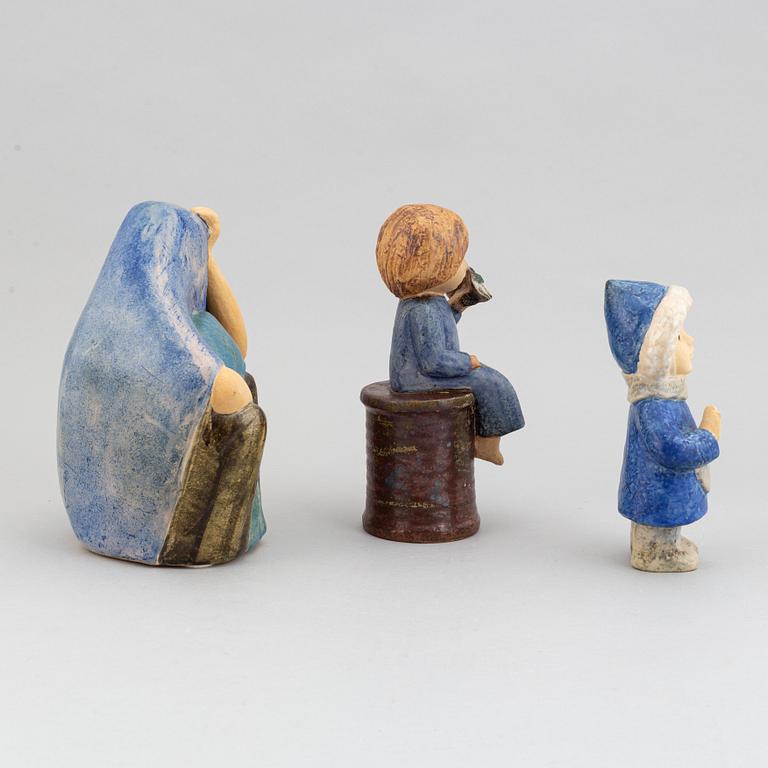 Lisa Larson, three stoneware figurines, K-studion, Gustavsberg.