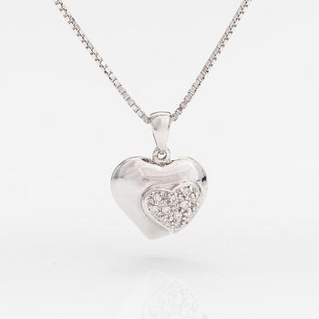 A 14K and 18K white gold necklace with diamonds ca. 0.055 ct in total.