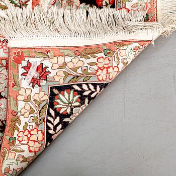 An old silk Taharan design carpet ca 296x244 cm.