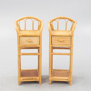 A pair of wicker bedside tables, late 20th century.