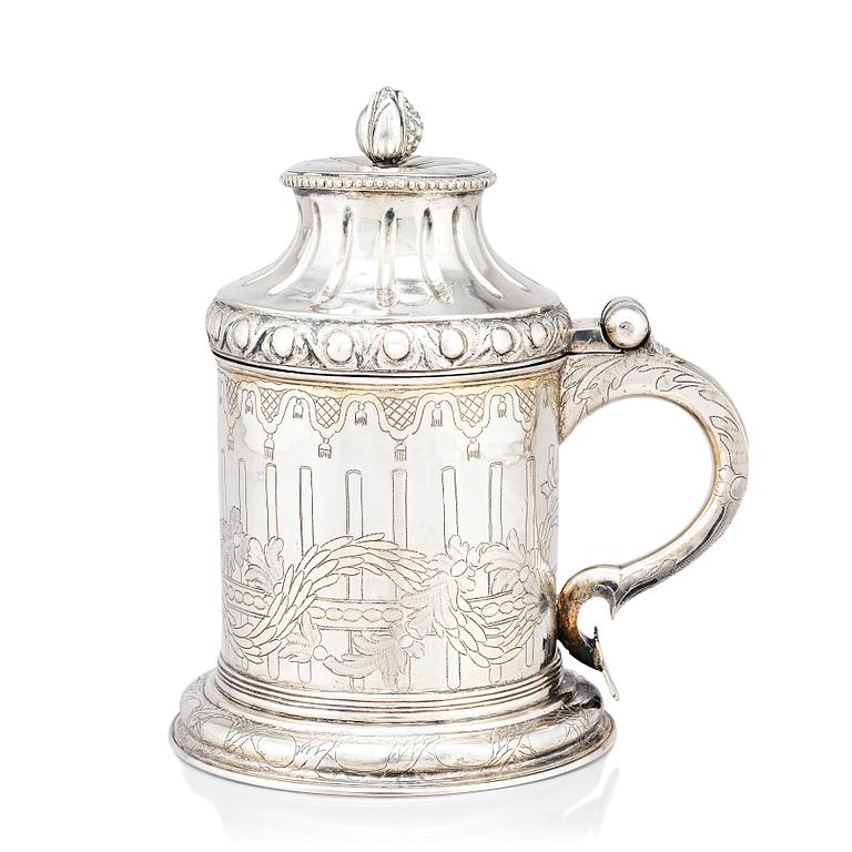 A Swedish 18th century silver tankard, possibly mark of Erik Löfgren (Umeå 1786-1796), 1786.