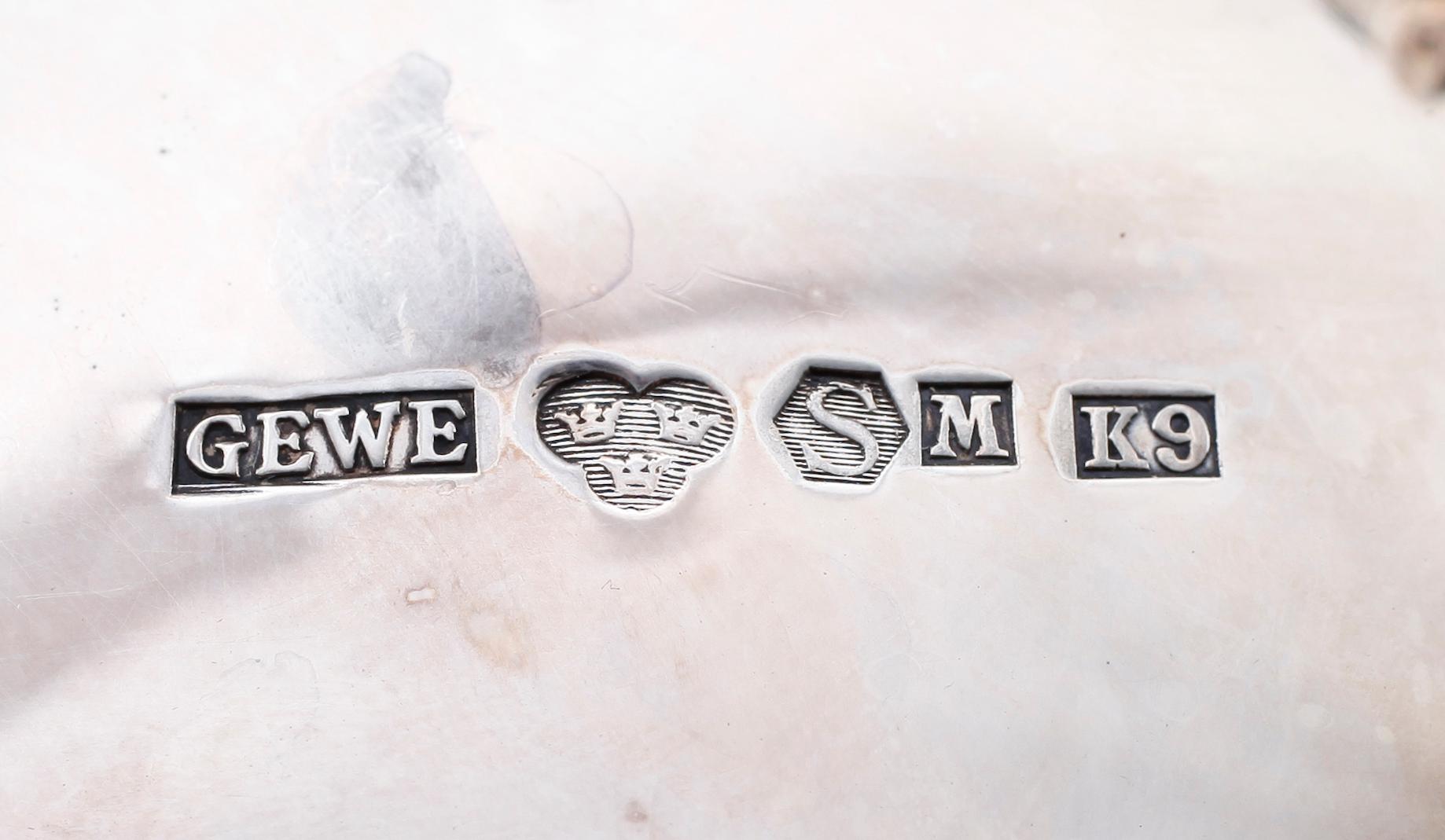 KAFFESERVIS, 5 delar, silver, Gewe, 1958/60. Vikt ca 1527 gram.