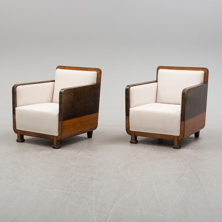 A pair of 1930´s art déco easy chairs.