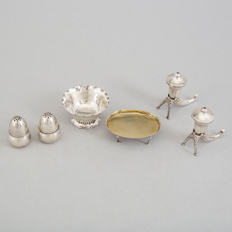 a six parts silver condiments set, second half of the 20th century.