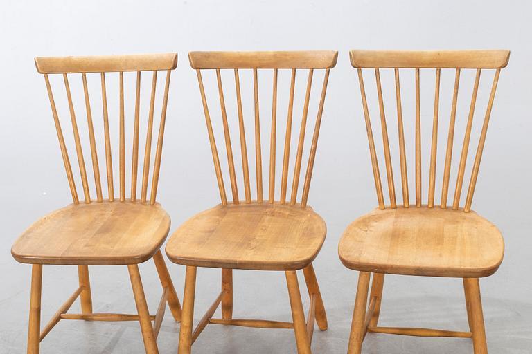 A set of three Carl Malmsten "Lilla Åland" chairs.