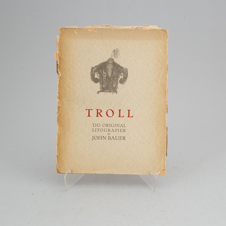 JOHN BAUER, "Troll", ten  litographs by John Bauer, Ernst Bauers Förlag Gothenburg, A. Börtzells, 1915.