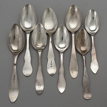 SKEDAR, åtta st, silver, 1800-tal.