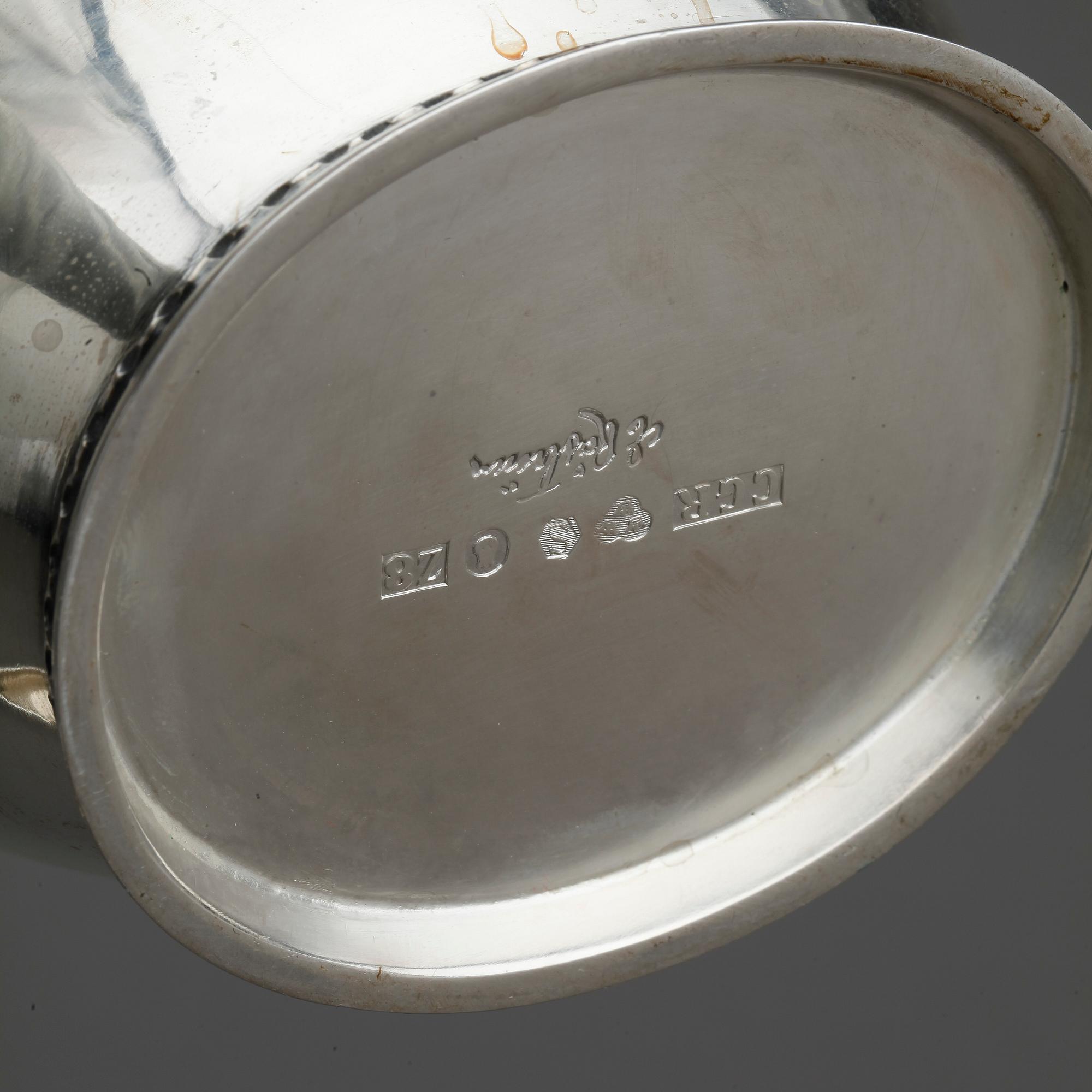 KAFFESERVIS, 3 delar, silver, Eric Råström, Stockholm 1950. Tot ca 1295 gram.