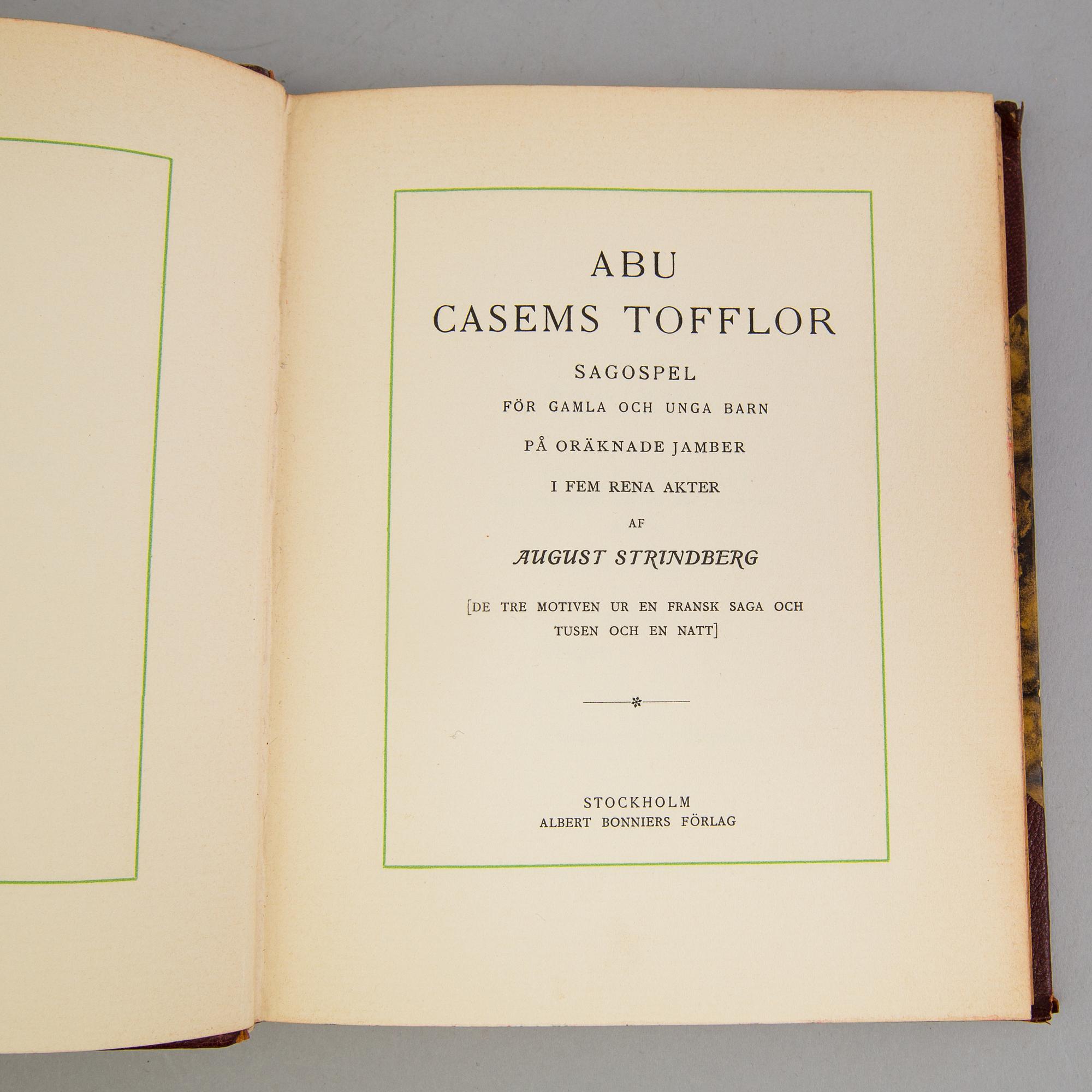 A set of five books by August Strindberg, original editions.