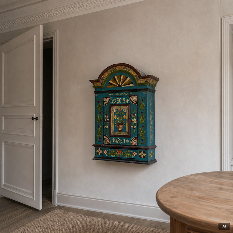 A 19th century folk art hanging cabinet.
