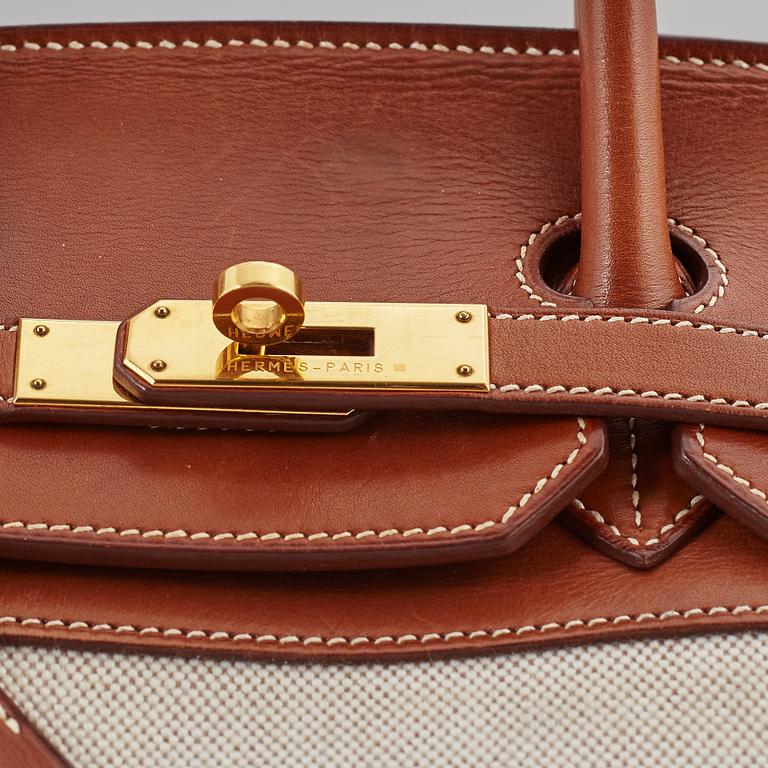 HERMÈS, a 'Birkin 35' leather and canvas bag from 2001.