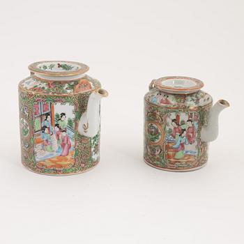 Two Chinese porcelain teapots, Canton, late 19th Century.