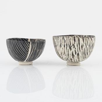 Priscilla Mourtizen, two bowls, own workshop, Denmark, circa 2000.