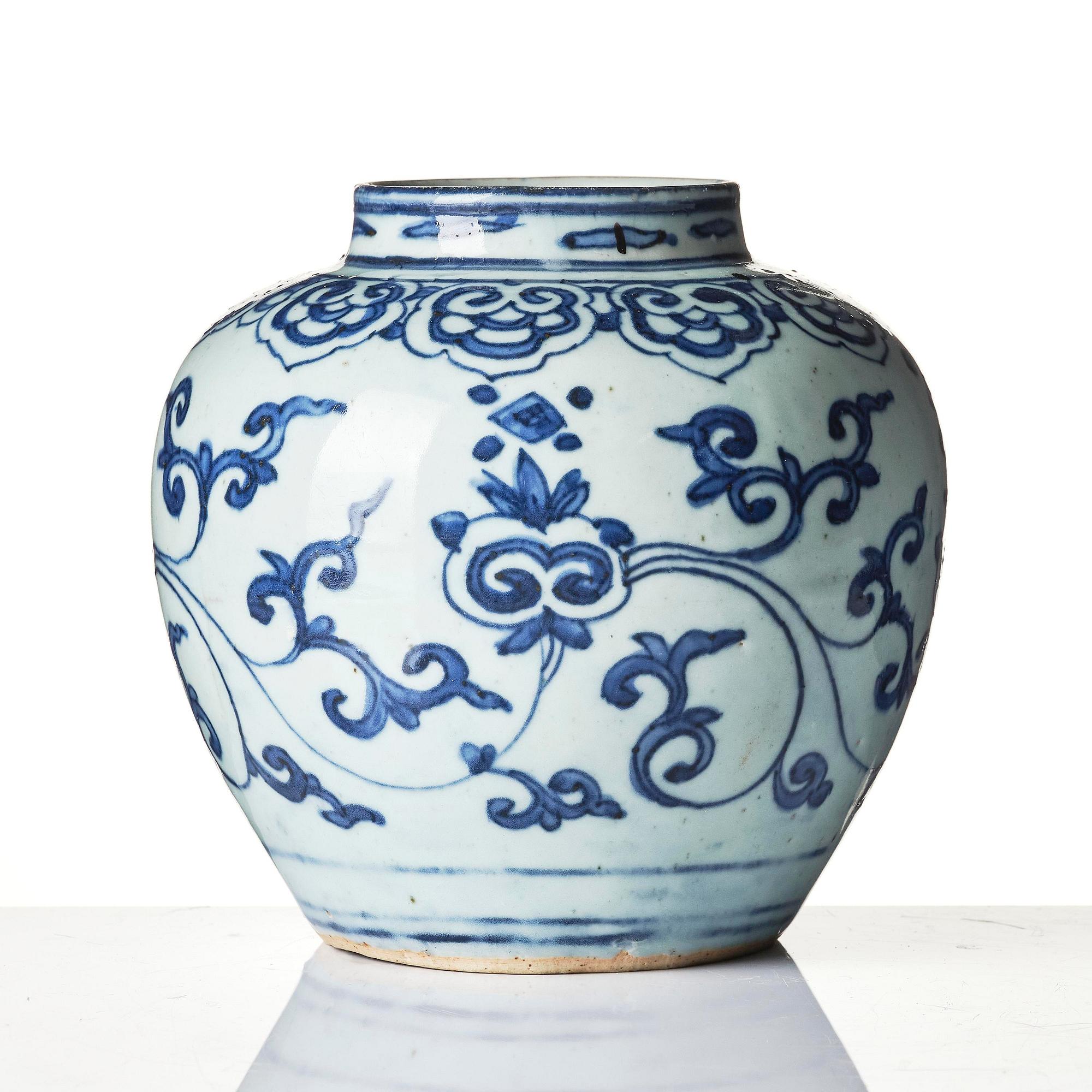 A blue and white jar, Ming dynasty (1368-1644).
