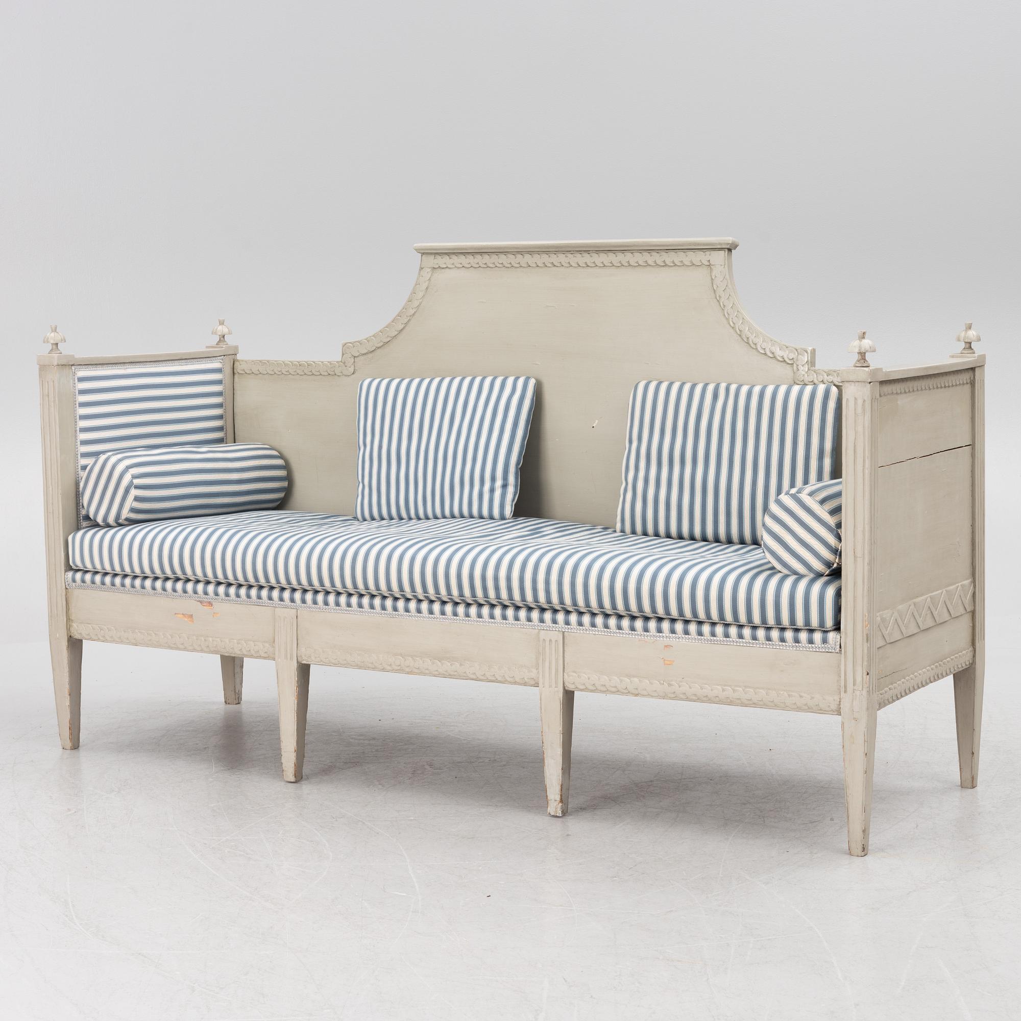 A late Gustavian sofa, 19th century.