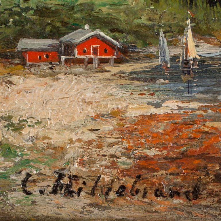 OKÄND KONSTNÄR, olja på pannå, signerad C Hildebrand, sent 1800-tal.