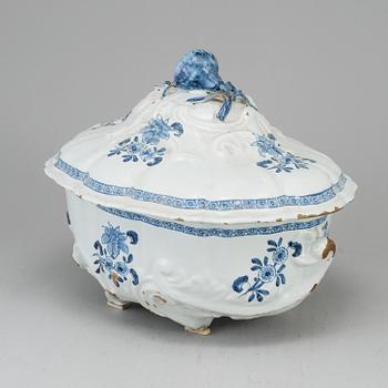 A 18th Century faience tureen with cover, northern Europe.