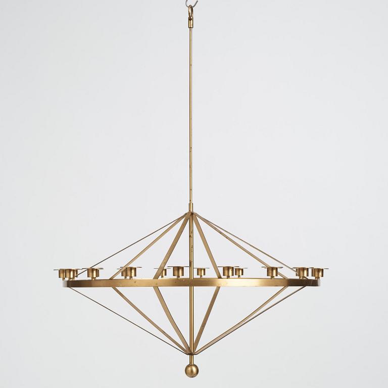 Sigurd Persson, an 18 candles brass chandelier, Sweden, probably 1960s.