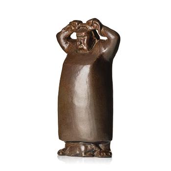 99. Åke Holm, skulptur, "Mose med kopparormen", stengods, Höganäs, sannolikt 1950-tal.