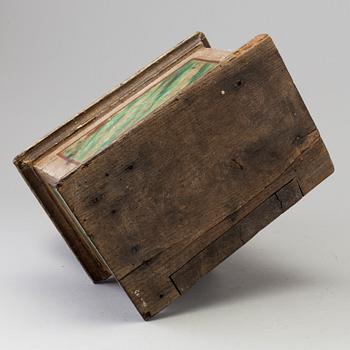 A WOODEN COLLECT BOX, probably 17th century.