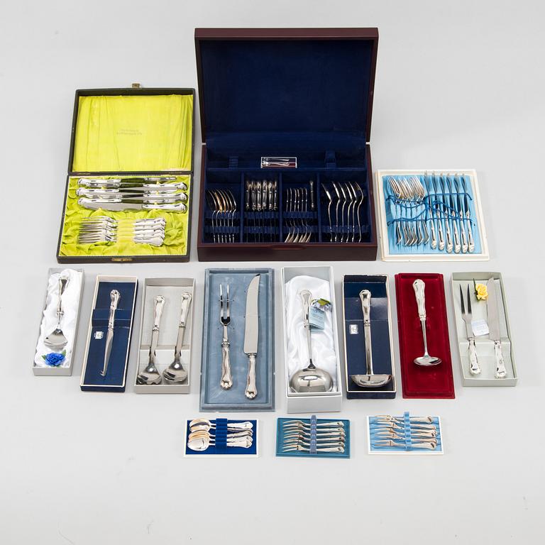 A 78-piece silver 'Chippendale' cutlery set, 1978-2007. Various Finnish manufacturers.