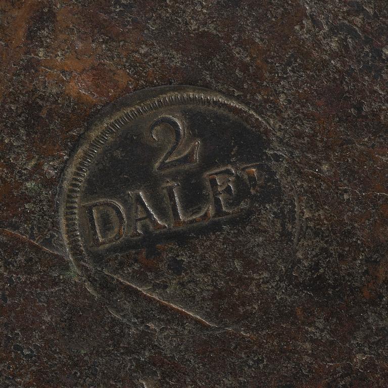 Fredrik I, plate money, 2 daler silver coin, Avesta 1737.