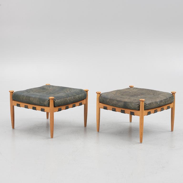 Erik Merthen, a pair of "Amiral" armchairs with ottoman, IRE Möbler, Sweden, 1960's.