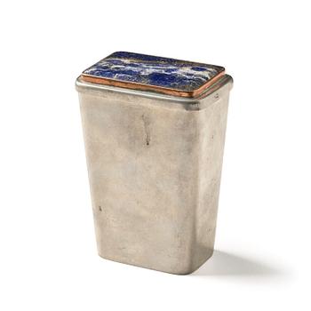 305. Firma Svenskt Tenn, a lapis lazuli lidded pewter jar, Stockholm, 1930.
