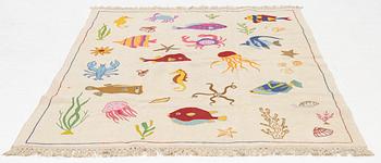 A hand-embroidered kilim rug, c. 205 x 155 cm.