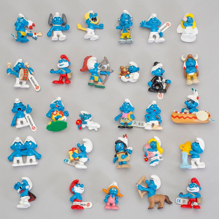 SMURFAR, 110 stycken, Schleich, mestadels 2000-tal.