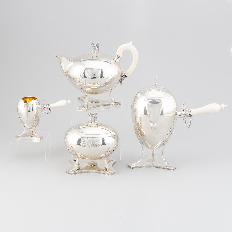 A Swedish Empire-style silver coffee- and tea-set, mark of CG Hallberg, Stockholm 1912-1914.