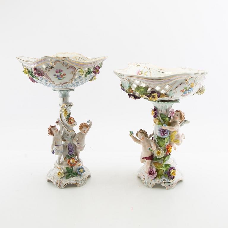 Two  bowls Rococo style Dresden Germany porcelain mid-20th century.