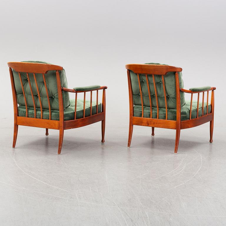 A pair of 'Skrindan' easy chairs by Kerstin Hörlin-Holmquist for OPE, 1960's.