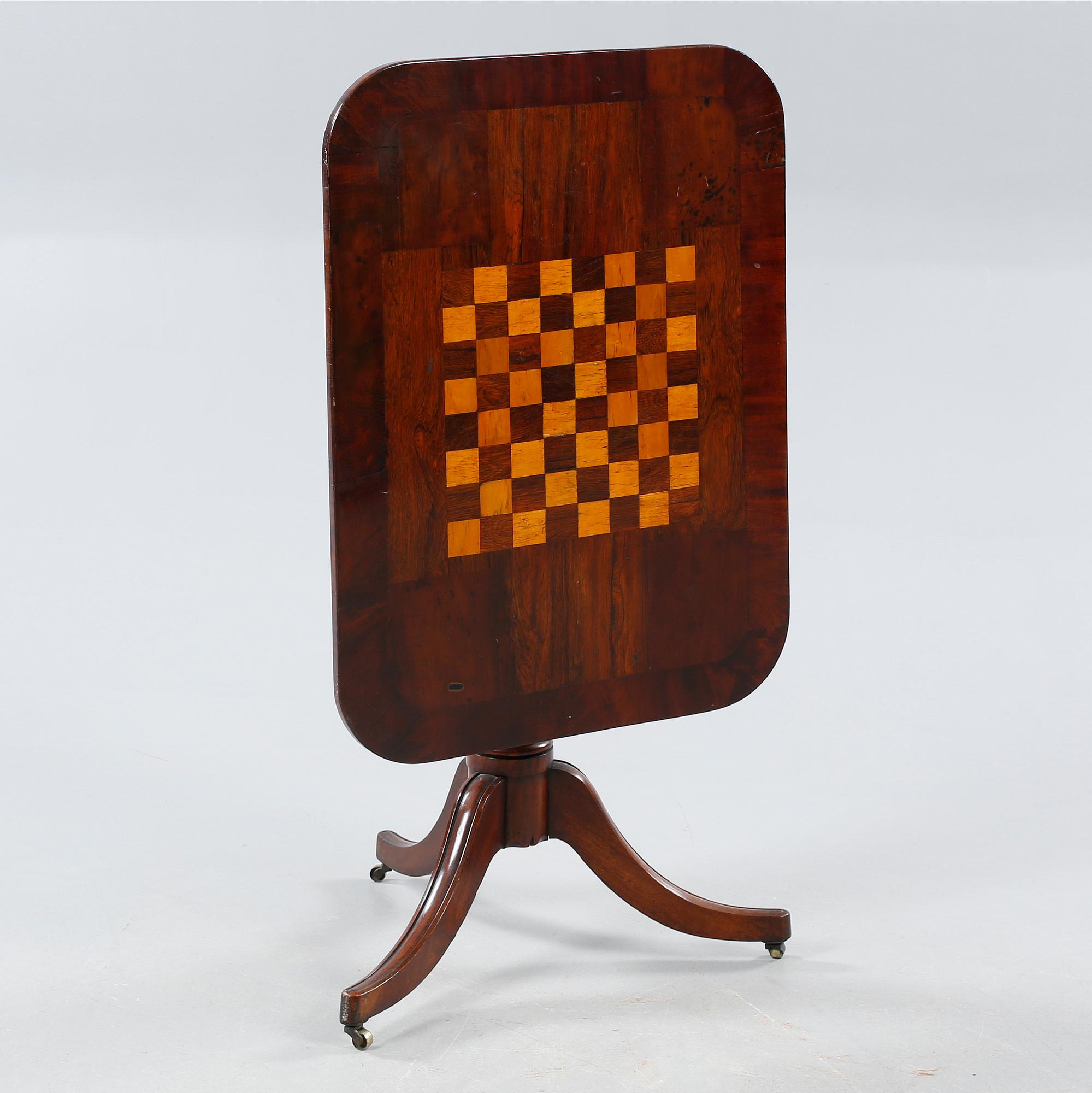 A folding chess table, 19th century.