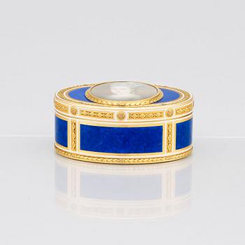 Charles Le Bastier, dosa, guld en deux colour och emalj, med miniatyr, Paris 1776-1777, Louis XVI.