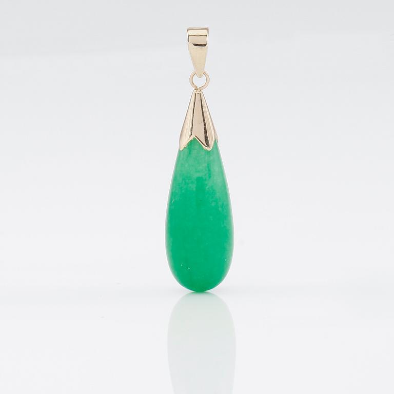 HÄNGE, 14K guld, cabuchonslipad jade.