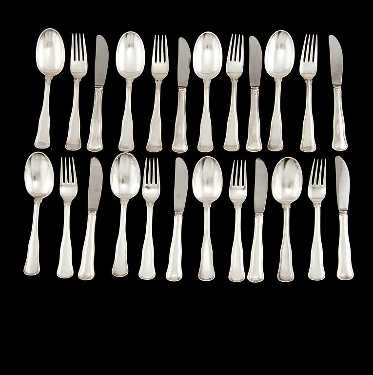BESTICK, 24 st, silver, "Gammal dansk", Cohr, Danmark, 1900-tal. Vikt 1158 g inkl stålblad.