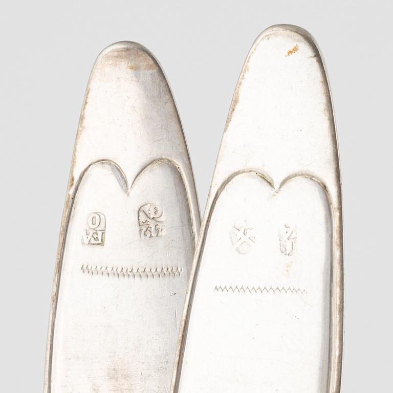 Matskedar, 2 st, silver, troligen Tyskland, 1800-tal.