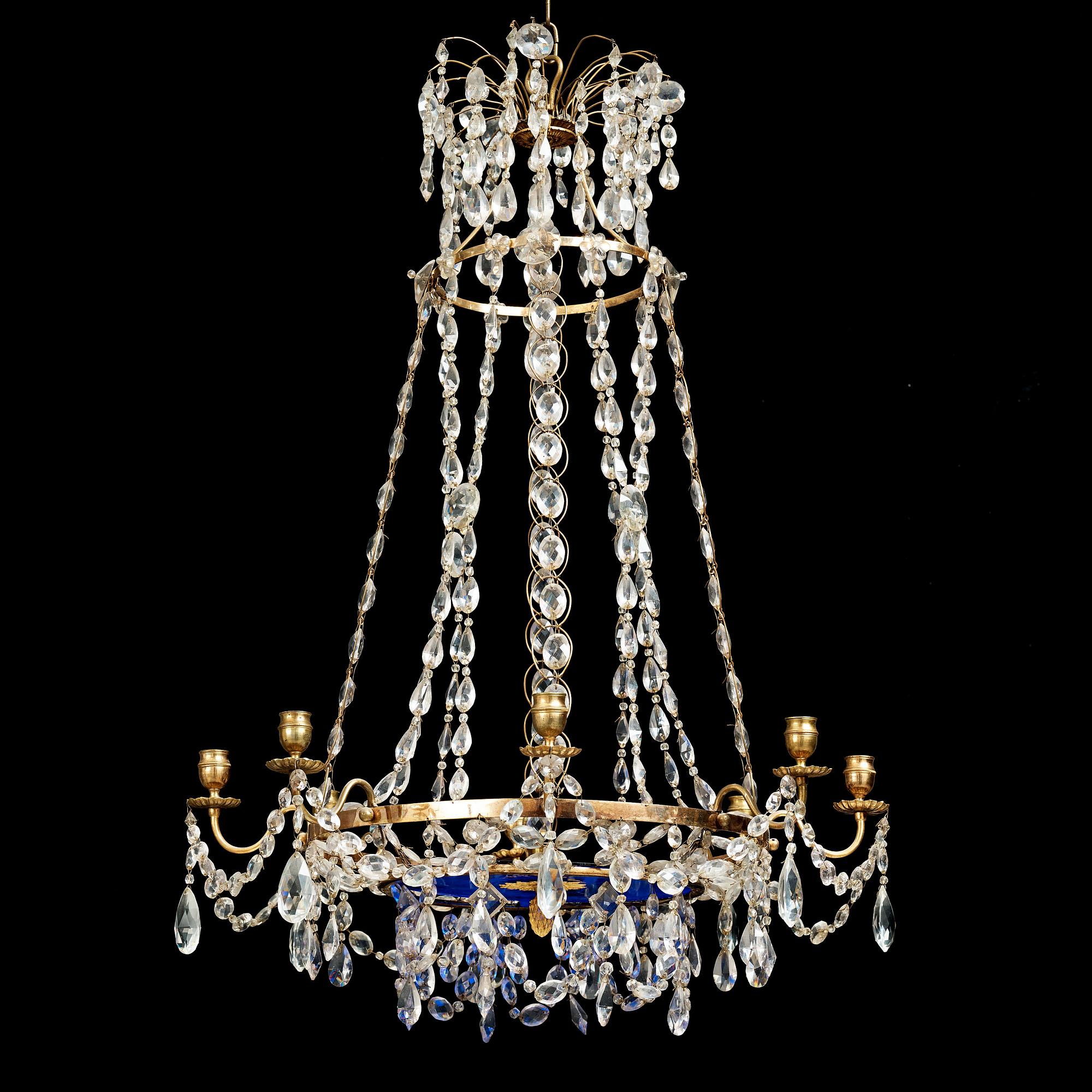 A late Gustavian circa 1800 nine-light chandelier.