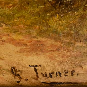 OKÄND KONSTNÄR, olja på pannå, England, 1800-talets slut, bär signatur S. Turner.