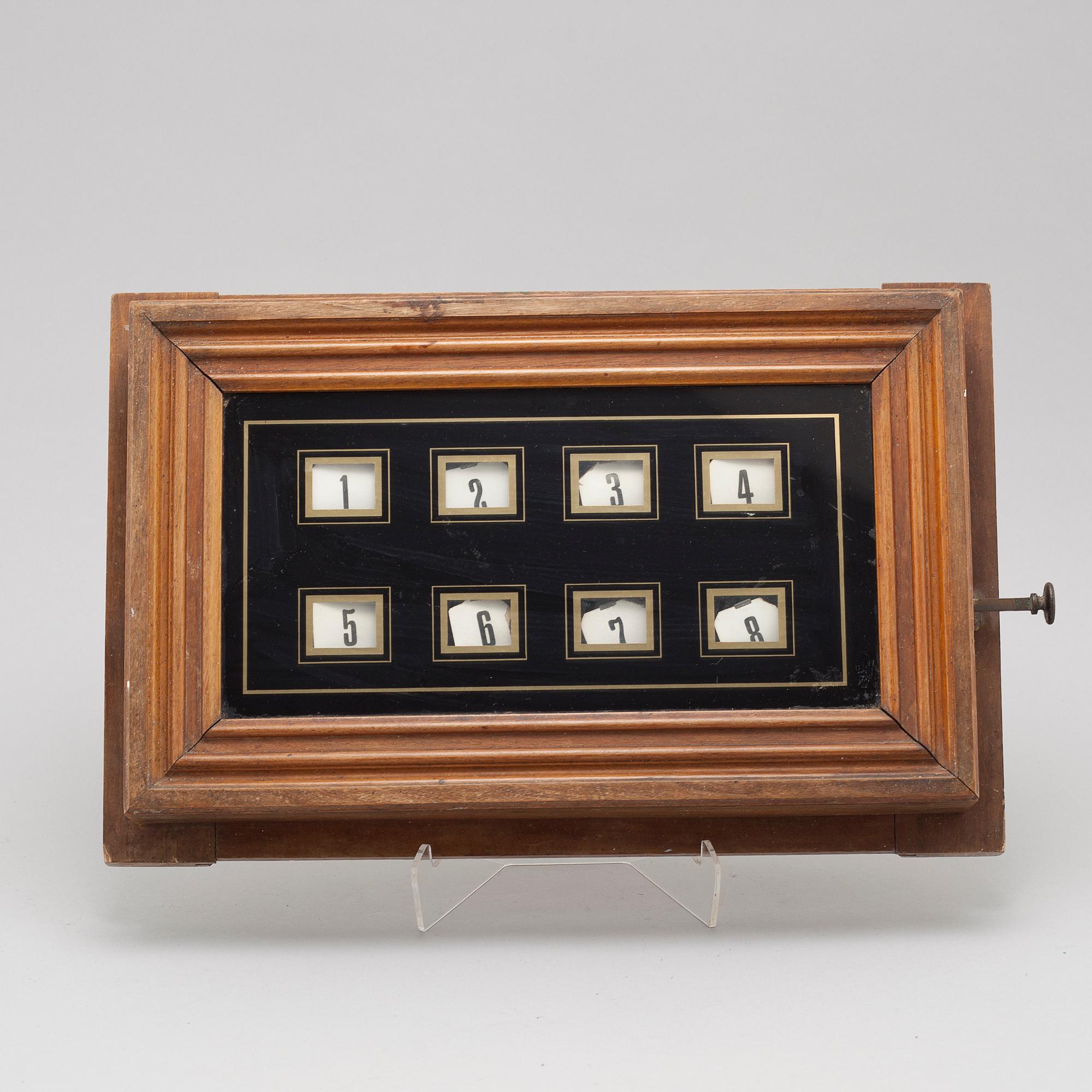 A bell box for eight rooms, made around year 1900.