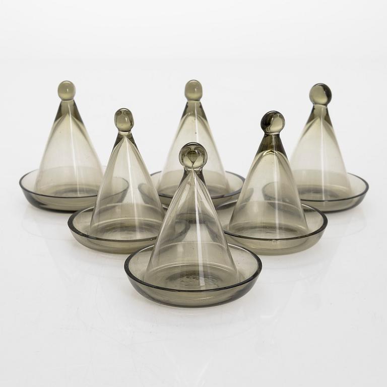 Kaj Franck, a set of six early 1950s schnapps glasses for Nuutajärvi.