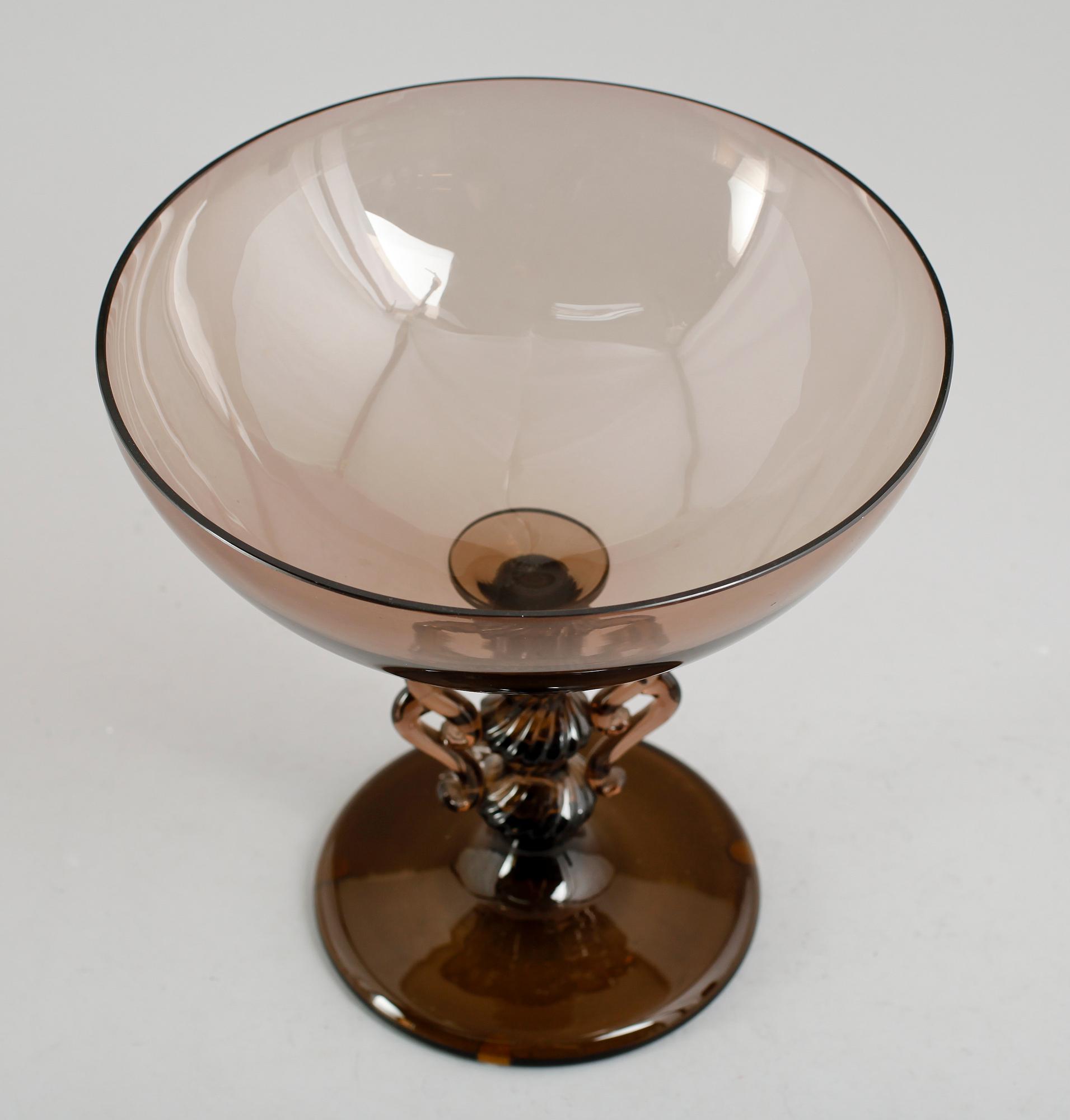 SKÅL PÅ FOT, glas, Hyttarbete, "Vingarna", Simon Gate, Sandvik, 1920-tal.