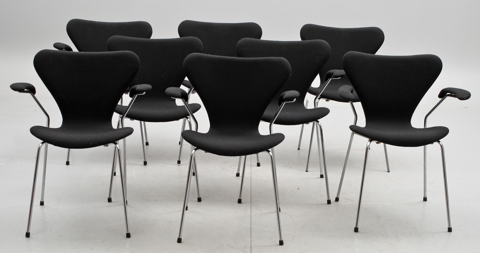 STOLAR, 8 st. "Sjuan" Arne Jacobsen för Fritz Hansen.