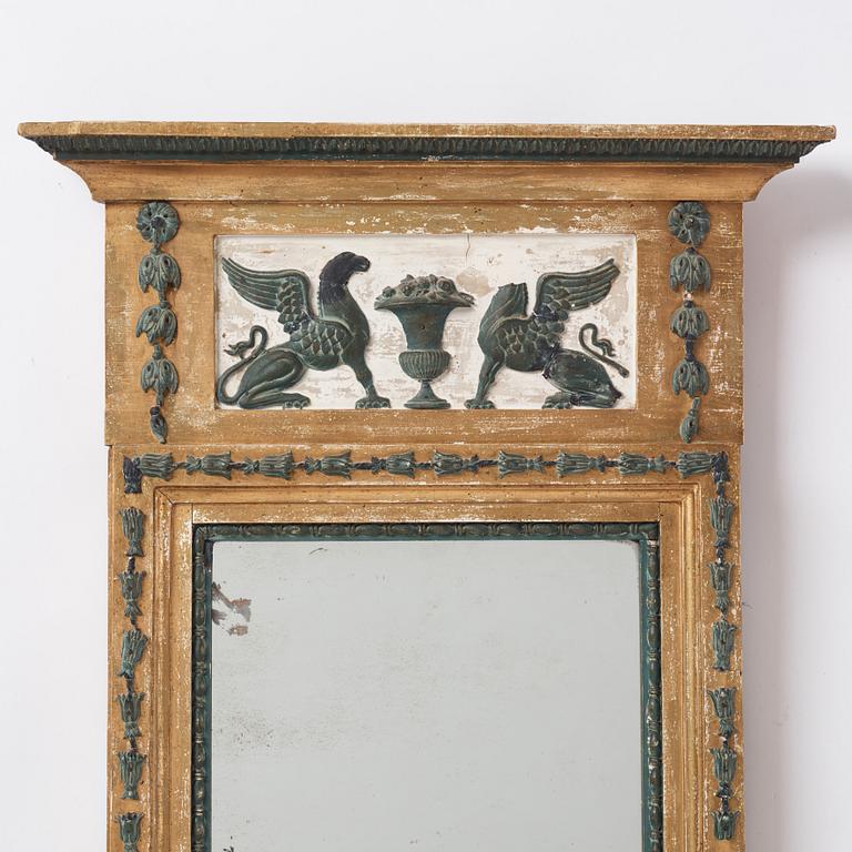 A late Gustavian giltwood and gesso mirror by G. Lindberg (master in Stockholm 1791-1804).